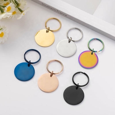 Tag personnalisé en acier inoxydable cercle gravé collier de nom pour chien cadeau chat