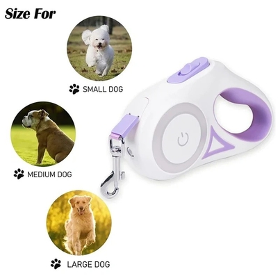 Leash automatique pour animaux de compagnie Leash rétractable pour chiens avec lumière LED réglable et durable