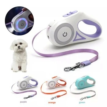 Cordon LED pour chiens de taille moyenne en nylon durable et rétractable