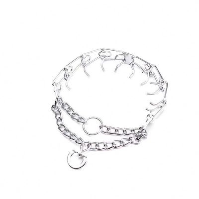 Collier argenté pour chien pour l' entraînement des animaux de compagnie Aheasoun Prong Collier Choke Collier Pinch Collier
