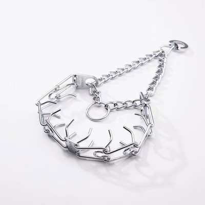 Collier argenté pour chien pour l' entraînement des animaux de compagnie Aheasoun Prong Collier Choke Collier Pinch Collier