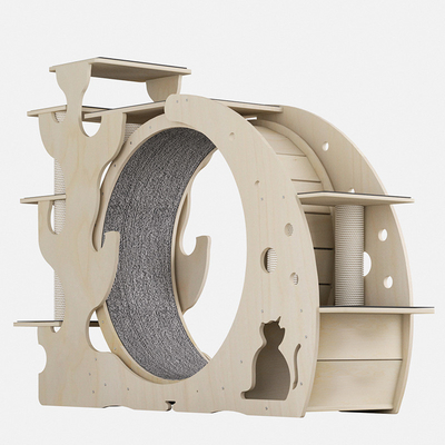 ALT-FBB-275 Chat en bois en train de courir maison silencieuse Jouet interactif
