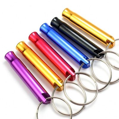 Chaîne de clés à sifflet métallique pour la sécurité de la survie et des sifflets colorés
