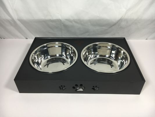 Des doubles bols en acier inoxydable noir pour les gros chiens sans déversement et antidérapant