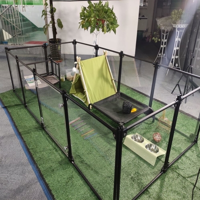 Modèle d'animal en aluminium pliable Pet Playpen Kennel 12 panneaux Noir 65 x 91 cm pour les chiens