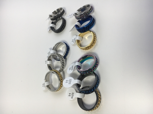 Coloris multiples 8mm largeur titane chaîne d'acier anneau de filature anneau pour la mode masculine