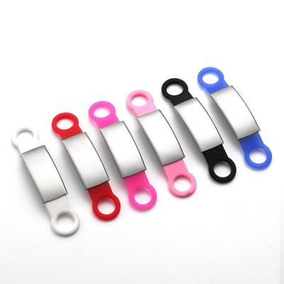 Chiens Slide en silicone sur étiquette de chien Étiquette d'identification de chien en acier inoxydable vierge avec logo laser personnalisé
