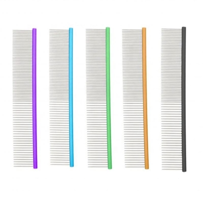 Outils de toilettage Peigne pour animaux de compagnie en acier inoxydable Peigne pour chiens pour chats Peigne pour nœuds ouverts Peigne personnalisée