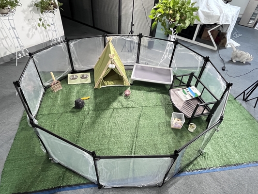 Modèle personnalisé Luxe Acrylique Aluminium Détachable Pet Playpen Cat Kennel House Pen de clôture de chien