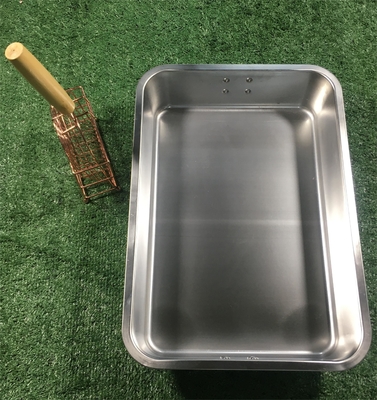 Bassin à litière pour chat en acier inoxydable 45x30x10 cm Type ouvert pratique pour le nettoyage des selles