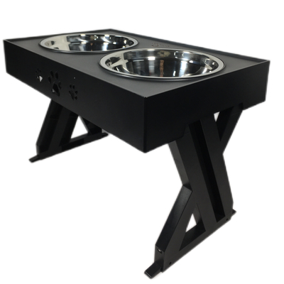 Table de levage noire en acier inoxydable Coupe pour chien Table à boire Coupe d'alimentation réglable 45*26*28cm
