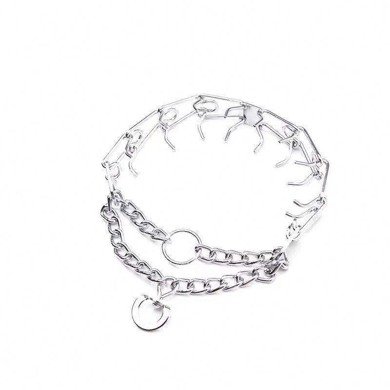 Collier argenté pour chien pour l' entraînement des animaux de compagnie Aheasoun Prong Collier Choke Collier Pinch Collier