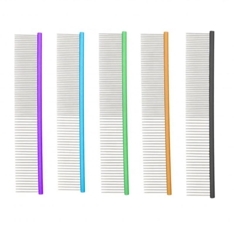 Outils de toilettage Peigne pour animaux de compagnie en acier inoxydable Peigne pour chiens pour chats Peigne pour nœuds ouverts Peigne personnalisée