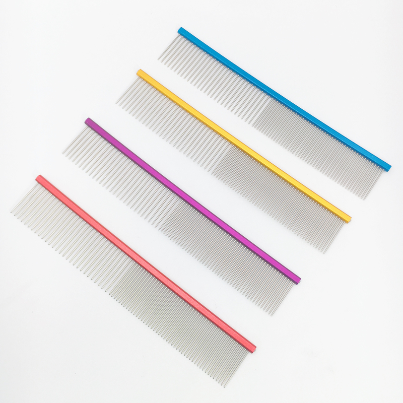 Logo personnalisé en acier inoxydable Pet Open-Knot Comb 19cmx3.2cm pour les besoins de toilettage des animaux de compagnie