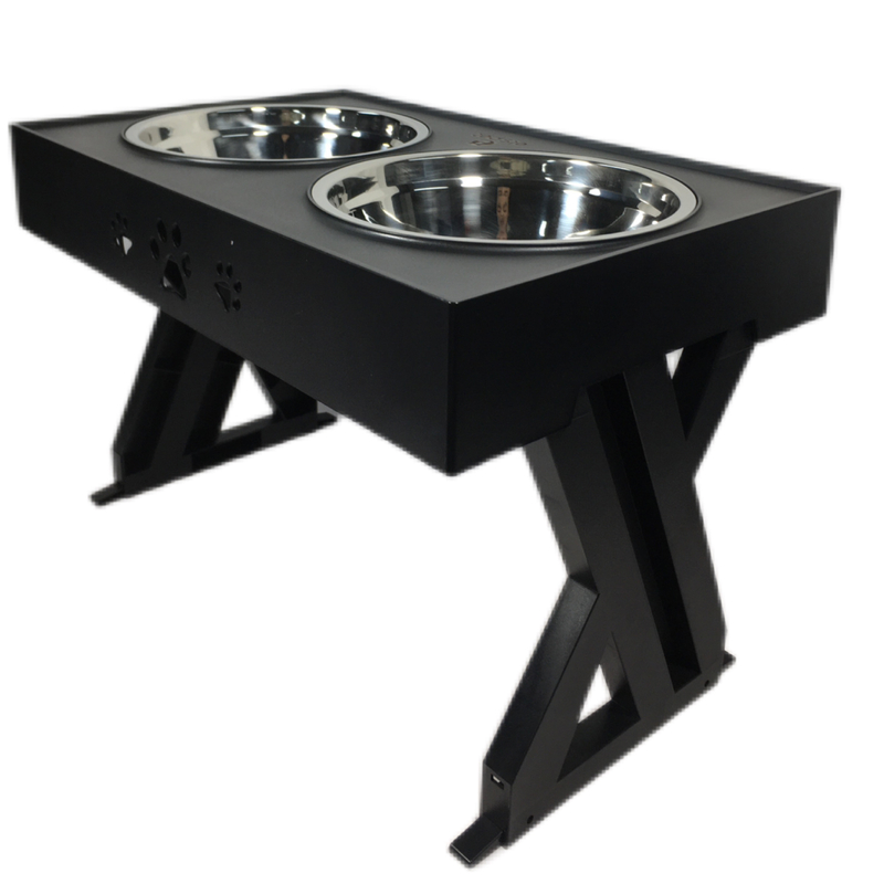Table de levage noire en acier inoxydable Coupe pour chien Table à boire Coupe d'alimentation réglable 45*26*28cm